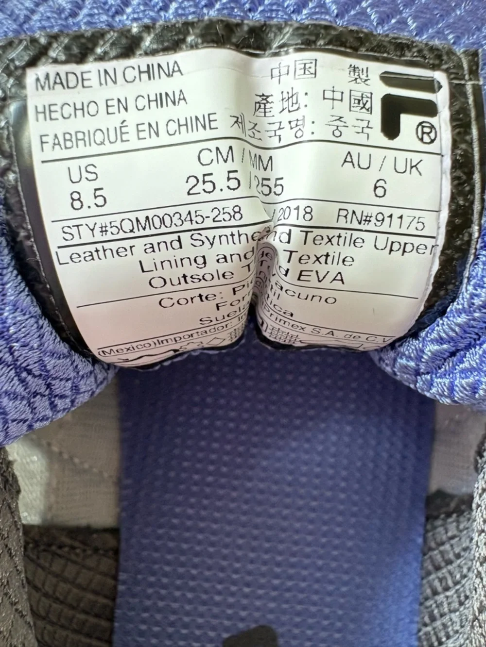 Fila Northampton Trail Sneakers Women’s 8.5 Grey Blue NEW w/ Box Hiking Shoes